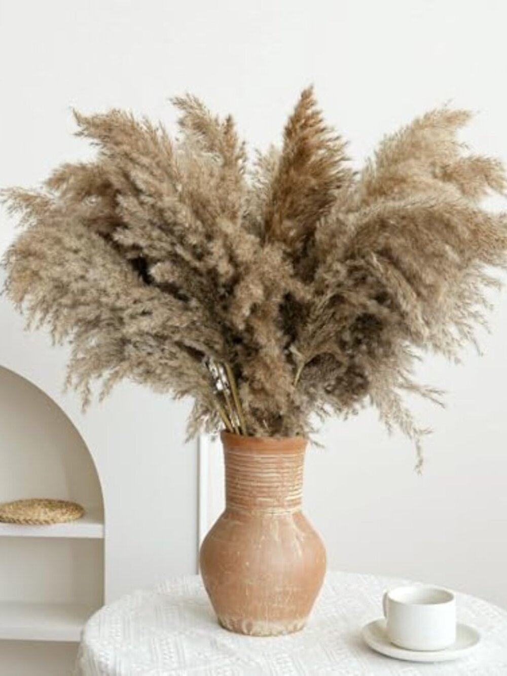 New 30-inch Tall Nature Pampas Grass Bouquet Decor - Boho Flowers and Feathers